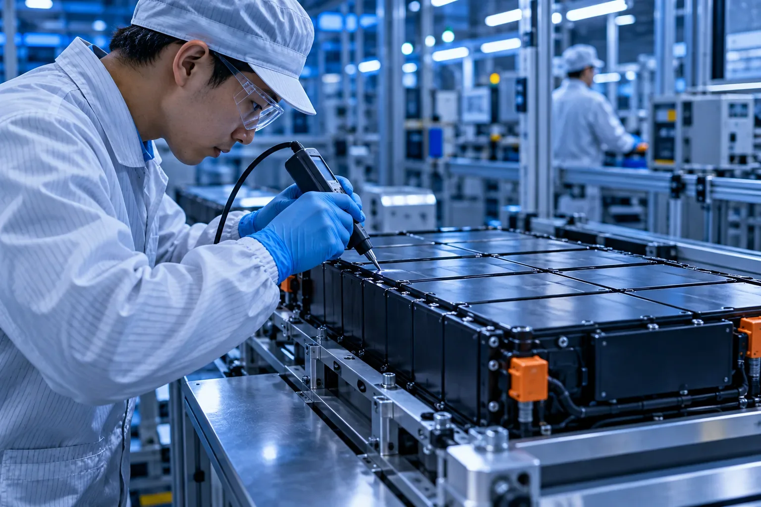 Illustrative battery quality inspection scene